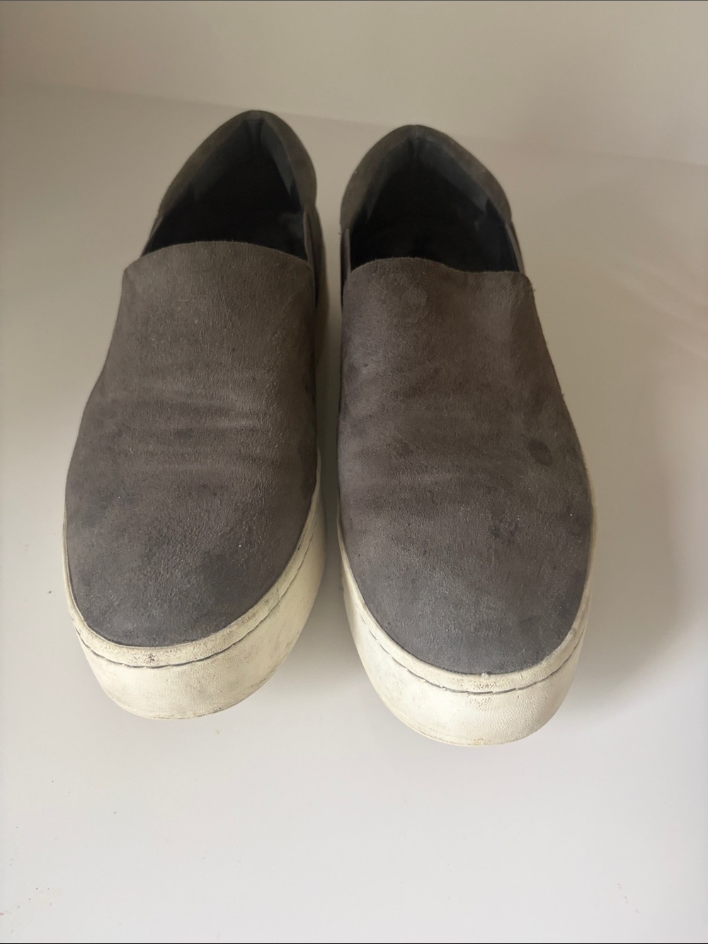 Vince Gray Suede Slip-On Platform Sneakers